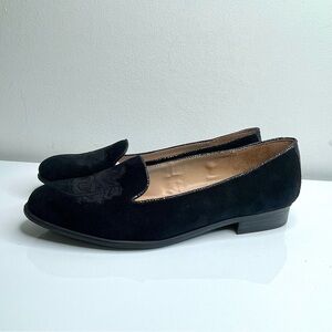 Etienne Aigner Black Suede Loafers size 8.5